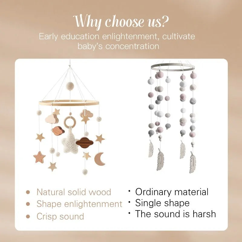 Mobile Wooden Bell Baby Toys 0-12 Months Rattle Toys Bed Newborn Crib mobile With Music Box Bed Bell Hanging Toys Crib Bracket