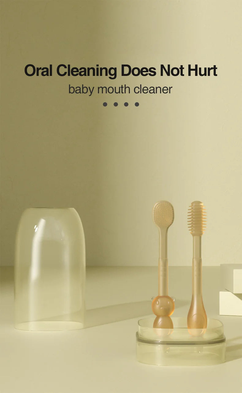 MAMIJOY 3-In-1 Baby Silicone Tongue Brush Infant Toddler Oral Care Toothbrush Training Teeth Brush with Cover BPA Free BY11