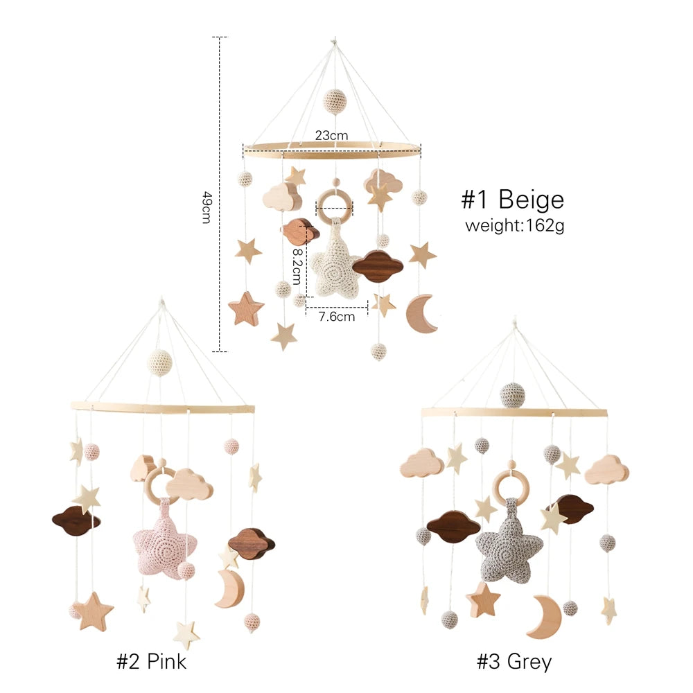 Mobile Wooden Bell Baby Toys 0-12 Months Rattle Toys Bed Newborn Crib mobile With Music Box Bed Bell Hanging Toys Crib Bracket