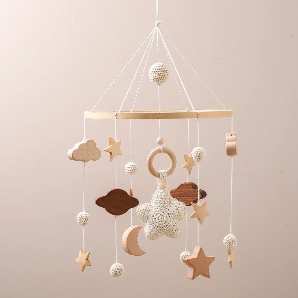 Mobile Wooden Bell Baby Toys 0-12 Months Rattle Toys Bed Newborn Crib mobile With Music Box Bed Bell Hanging Toys Crib Bracket