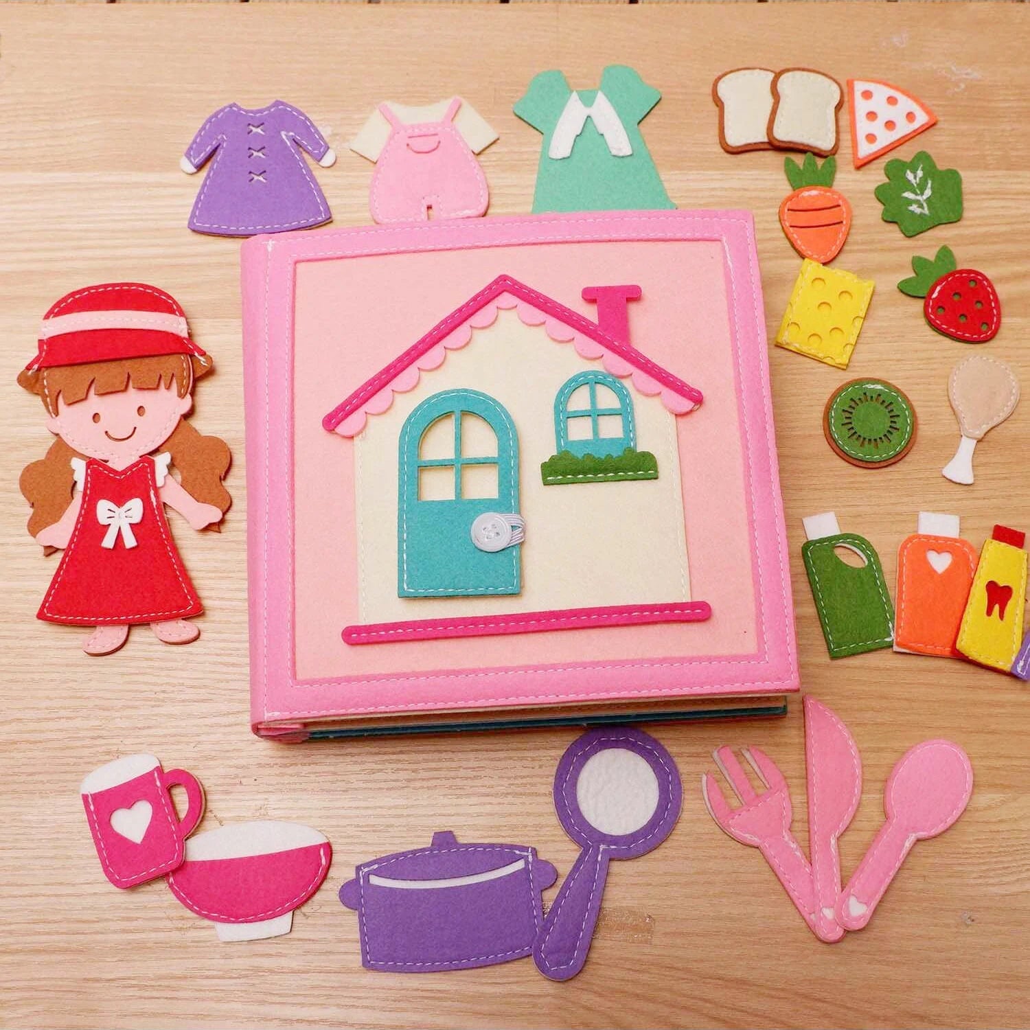 Toddlers Montessori Toys Busy Board Farm Animal Scene Storytelling Activity Toy Quiet Book Felt Activity Educational Sensory Toy