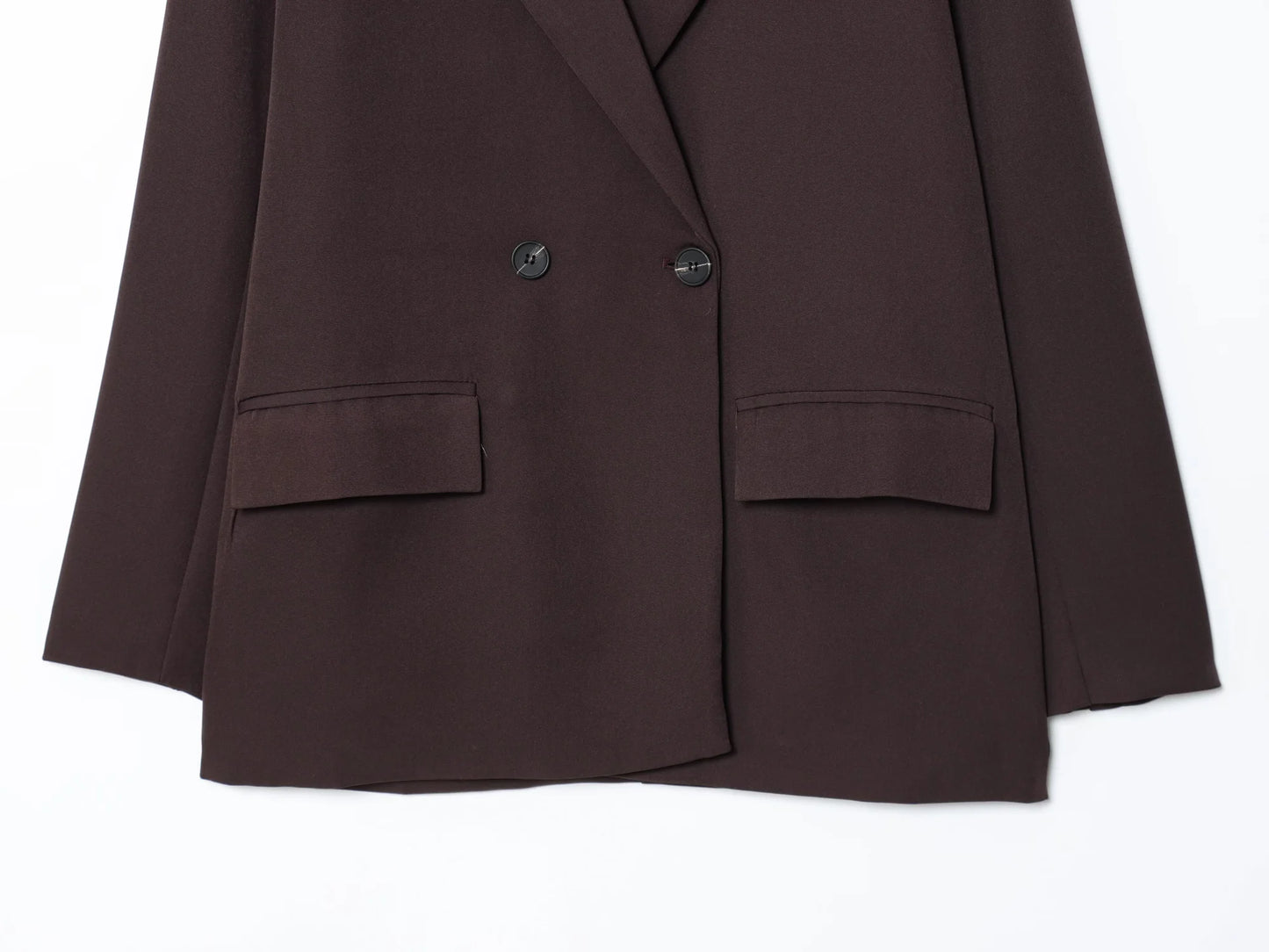 KONDALA Elegant Commute Double-breasted Blazer Women Vintage Brown Buttons Blazer 2026 Spring Summer Trendy Office Lady Blazer