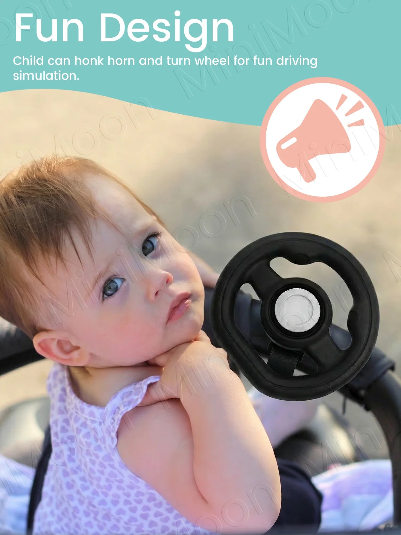 1PC Universal Pretend Steering Wheel for Strollers & Carts - Detachable, Fun Driving Attachment