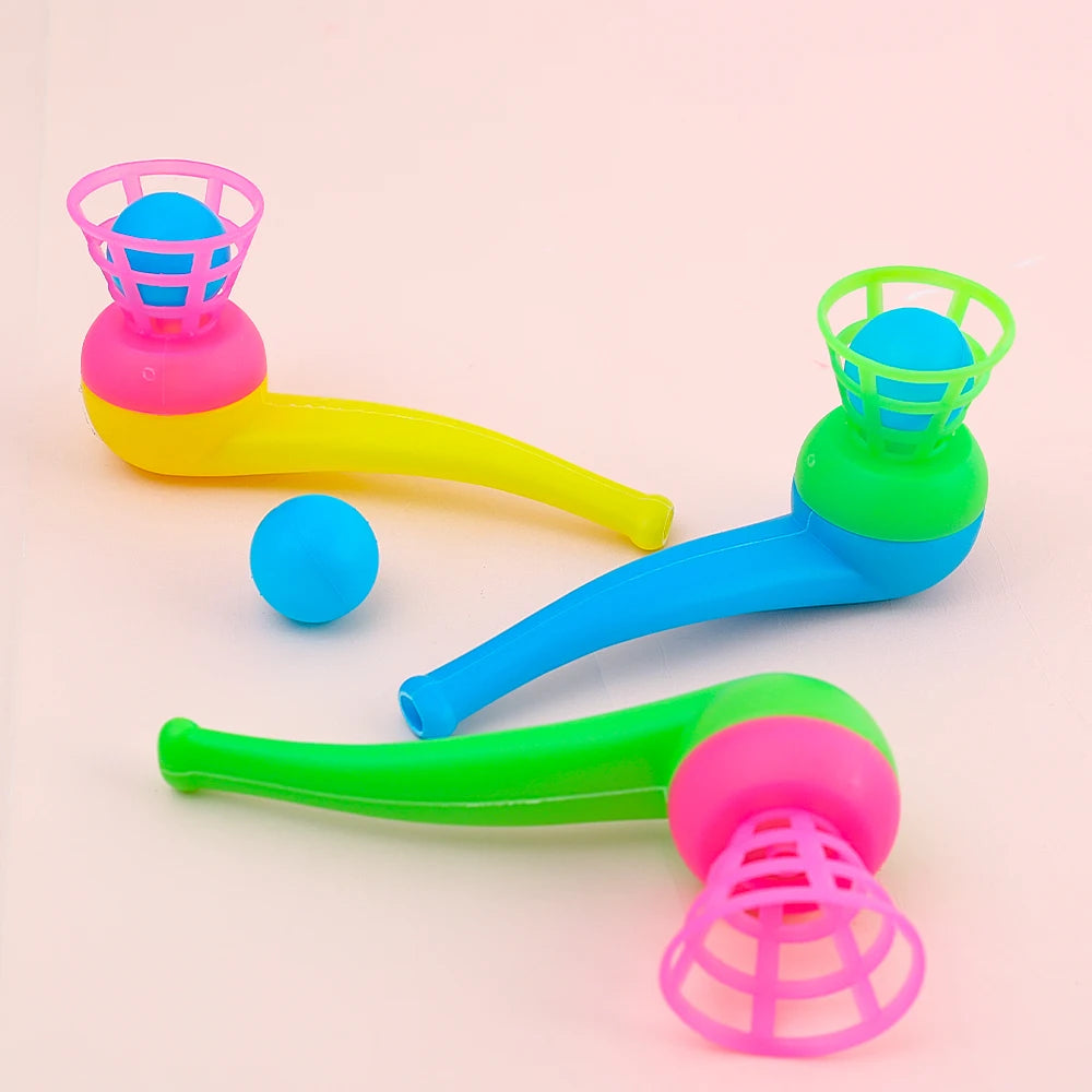 2-8pcs Colorful Plastic Tube Blow Ball Children's Puzzle Toys Classic Magic Floating Blow Ball Toys Baby Balance Training Game