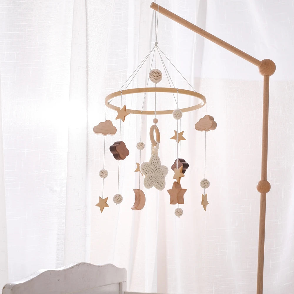 Mobile Wooden Bell Baby Toys 0-12 Months Rattle Toys Bed Newborn Crib mobile With Music Box Bed Bell Hanging Toys Crib Bracket