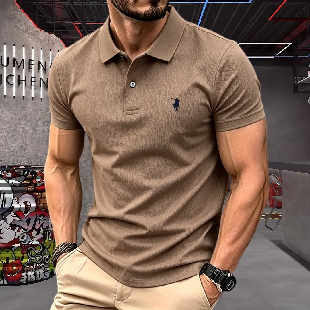 100% pure cotton 2026 high-end brand men's short sleeve polo shirt summer fashion luxury pony embroidery golf top casual T-shirt