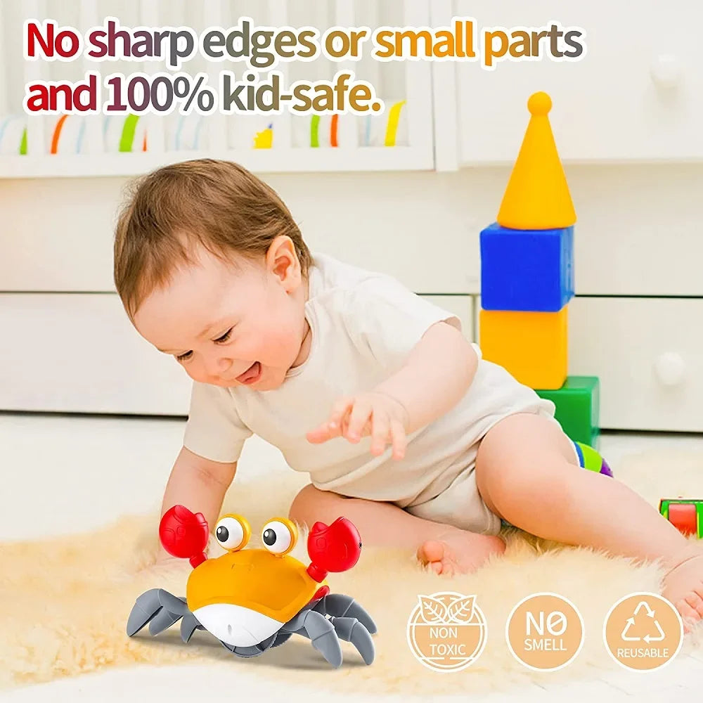 Fun Crab Toy Children Crawling Avoiding Obstacles Electronic Pet With Music Baby Walking Toy Without Battery
