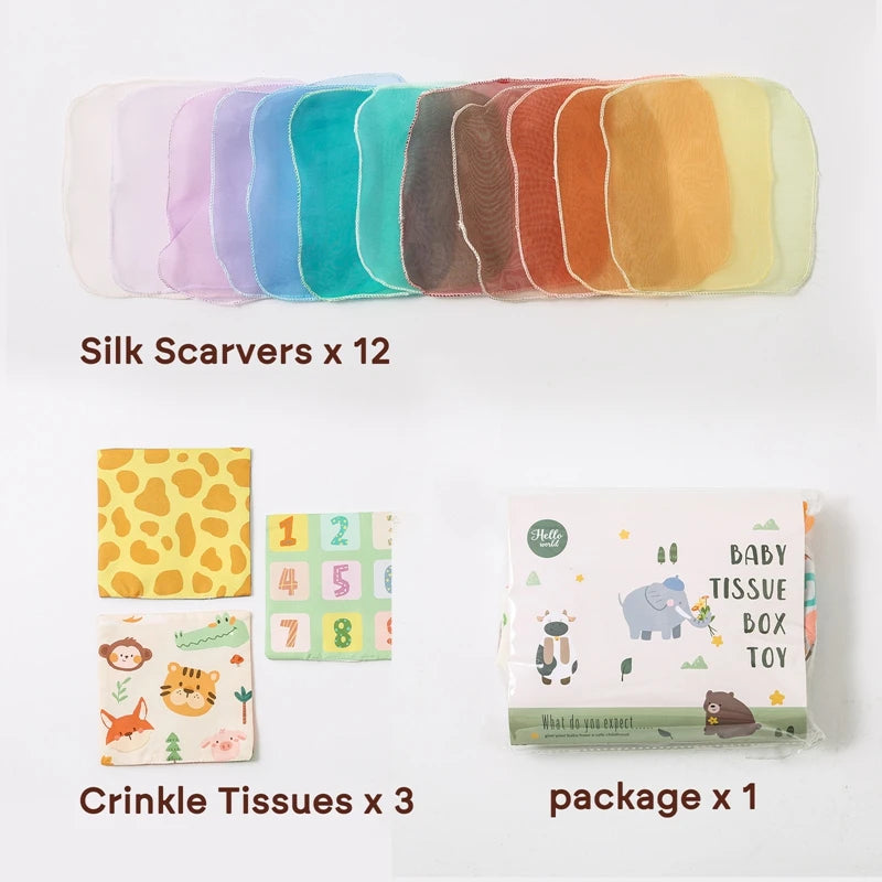 Montessori Cloths Toys Magic Cotton Animal Tissue Box Kids Finger Exercise Cloth Busy Box Toys Baby Educational Activity Sensory