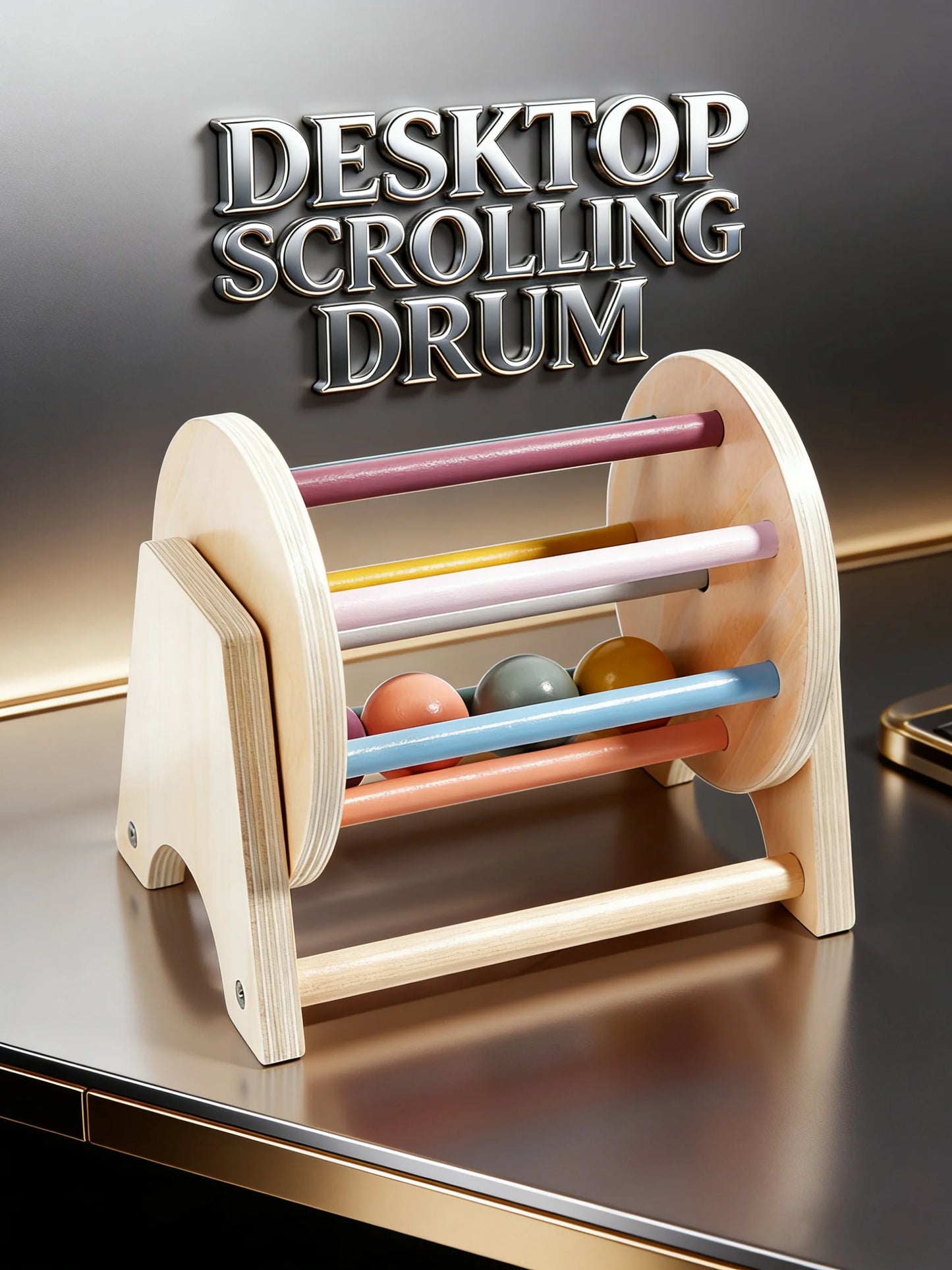 Desktop Scrolling Drum Premium Wooden Sensory Toy Smooth Rolling Beads Durable Design Perfect Educational Play Toddlers Aged