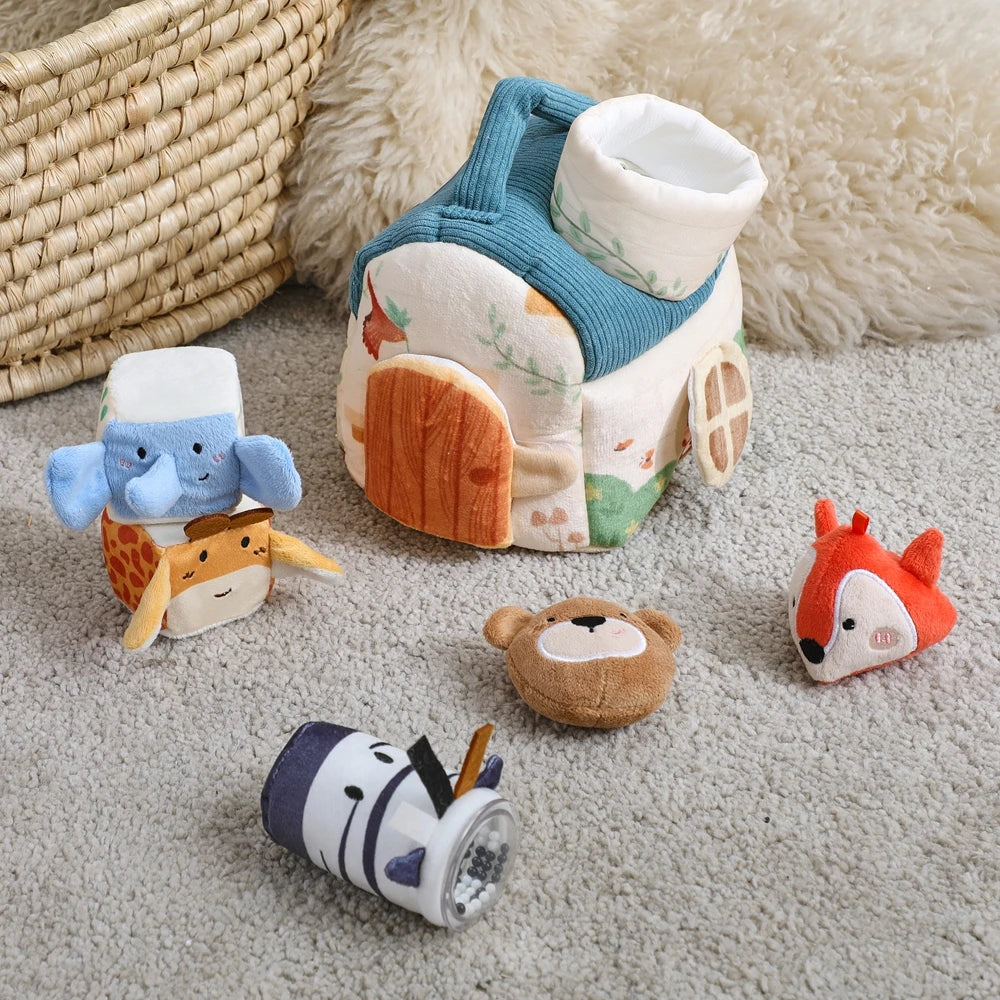 Baby Montessori Toys Cartoon Animal Cotton Magic Box Finger Movement Game Sensory Cognitive Toys With Sound And Mirror Functions