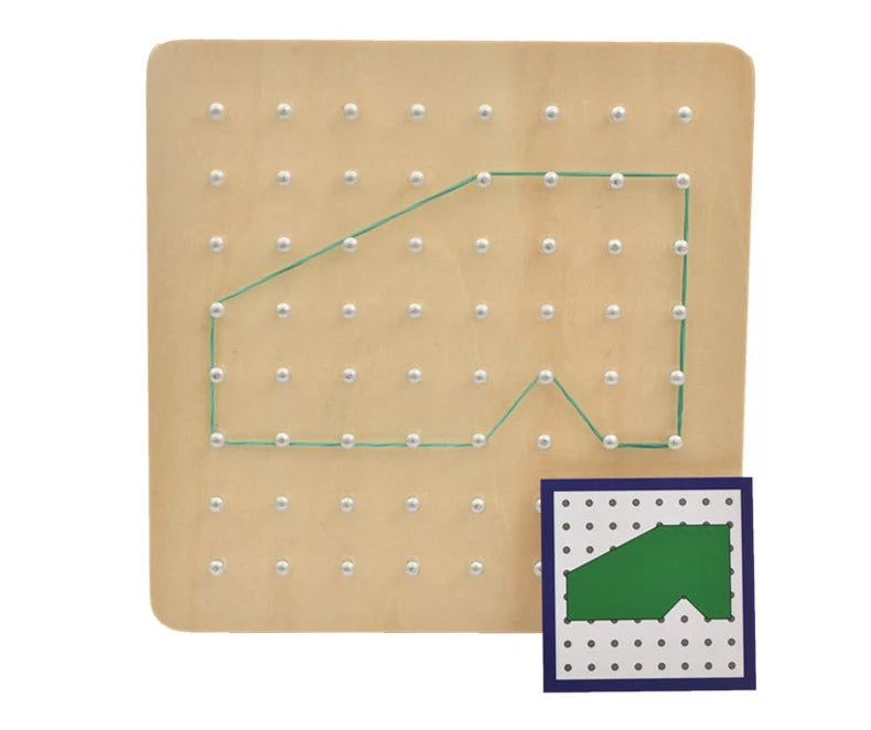 Montessori Baby Creative Toy Graphics Rubber Tie Nail Boards with Cards Childhood Education Preschool Kids