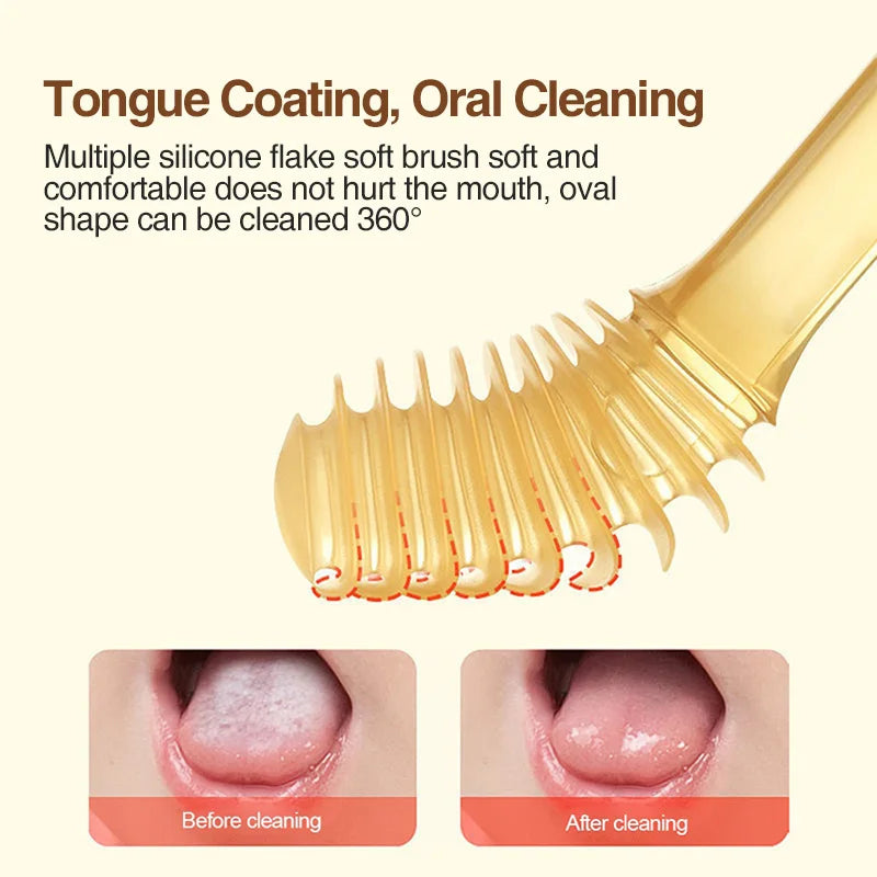 MAMIJOY 3-In-1 Baby Silicone Tongue Brush Infant Toddler Oral Care Toothbrush Training Teeth Brush with Cover BPA Free BY11