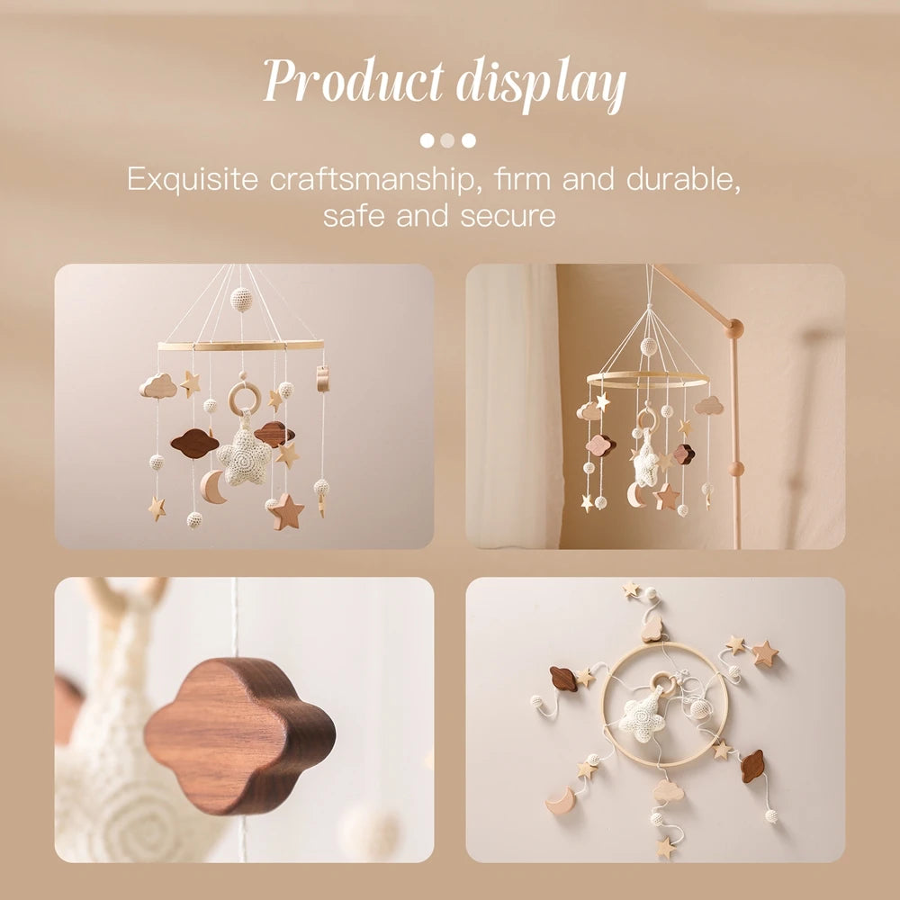 Mobile Wooden Bell Baby Toys 0-12 Months Rattle Toys Bed Newborn Crib mobile With Music Box Bed Bell Hanging Toys Crib Bracket