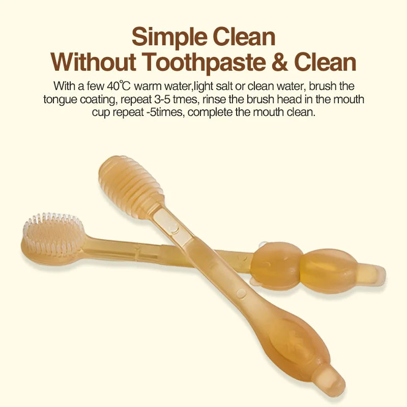 MAMIJOY 3-In-1 Baby Silicone Tongue Brush Infant Toddler Oral Care Toothbrush Training Teeth Brush with Cover BPA Free BY11