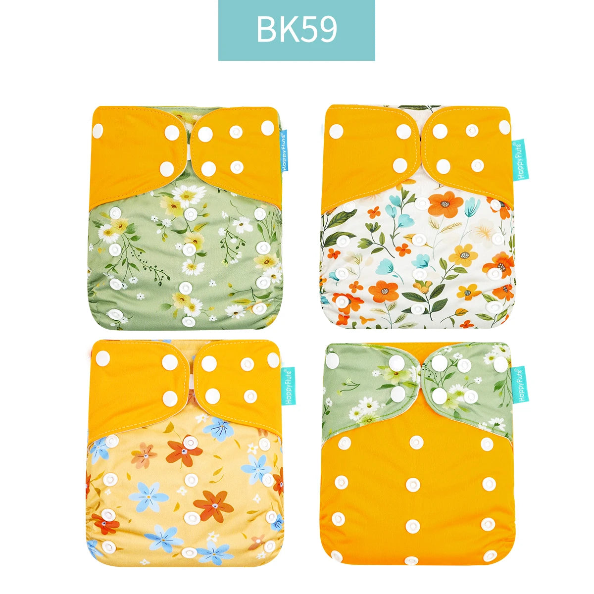 Happyflute New Desig Hot Sale 4Pcs OS Pocket Diaper Washable&Reusable Absorbent Ecological Diaper Cover Adjustable Baby Nappy