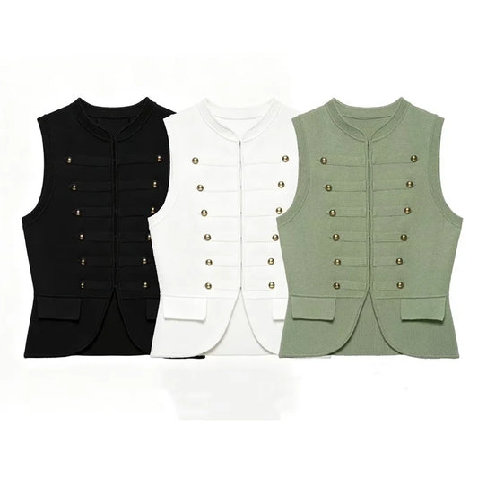 Guobioziy2026 Women's New Rope Knot Decorative Knit Vest Casual and Versatile Elegant and Graceful