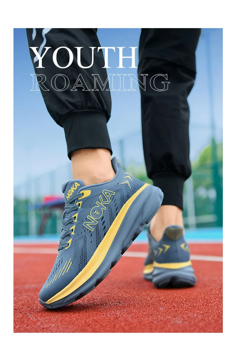 Men's Cushion Running Shoes 5KM Jogging Breathable Mesh Non-Slip Outdoor Trainer Sports Shoes Casual Sneakers Off-road Shoes