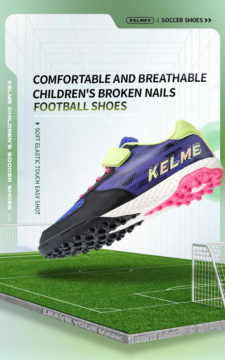 KELME Children's Football Boot  Boys And Girls TF Soccer Shoes Artificial Grass Anti-Slippery Youth AG Sports Training Shoes