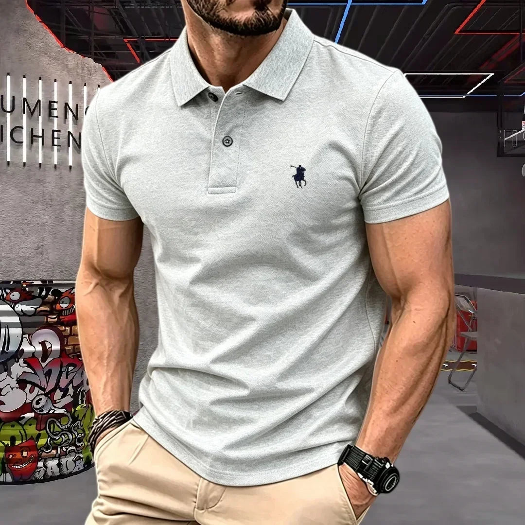100% pure cotton 2026 high-end brand men's short sleeve polo shirt summer fashion luxury pony embroidery golf top casual T-shirt