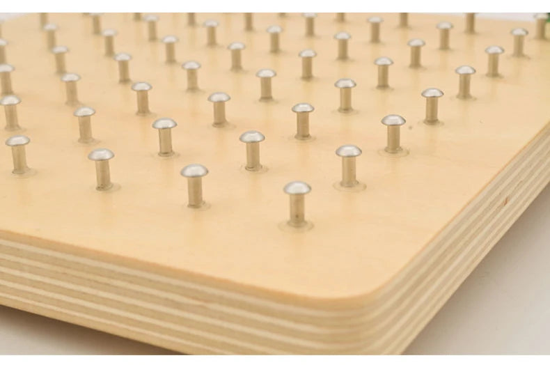 Montessori Baby Creative Toy Graphics Rubber Tie Nail Boards with Cards Childhood Education Preschool Kids