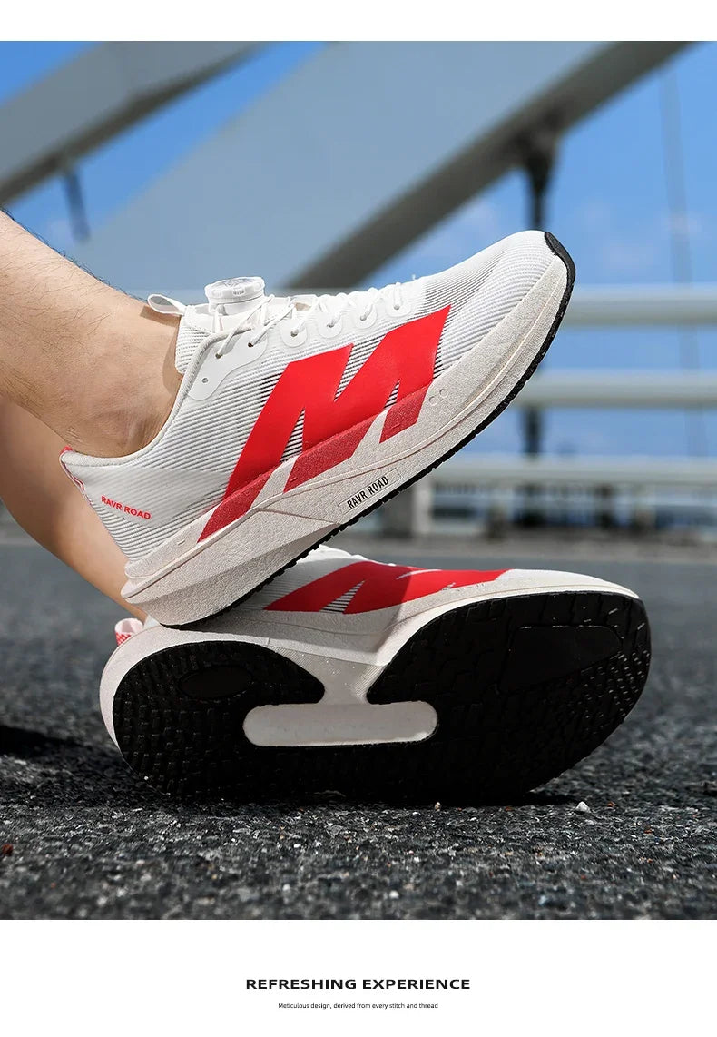 Marathon Carbon Plate Running Shoes Rotary Buckle Supercritical Foam Ultra Light Athletic Shoes Unisex Training Jogging Sneakers