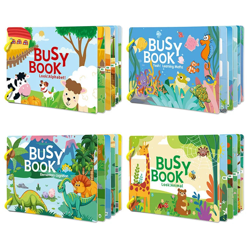 Busy Book for Toddlers Ages 2-6 Quiet Book Preschool Learning Activity Reusable Sticker & Velcro Matching Montessori Fine Mot