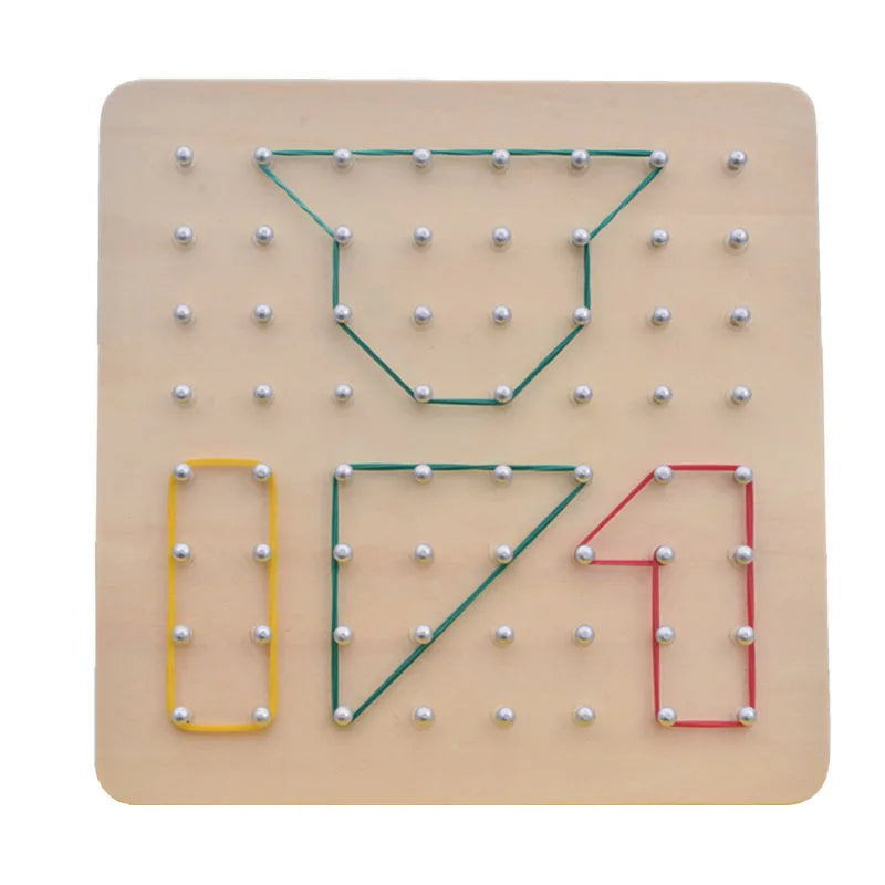 Montessori Baby Creative Toy Graphics Rubber Tie Nail Boards with Cards Childhood Education Preschool Kids