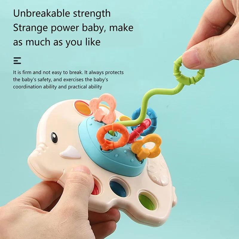Activity Development Pull String Toys Silicone Teething Rattle Educational Learning Toy Baby Sensory Montessori Toys 6 12 Months