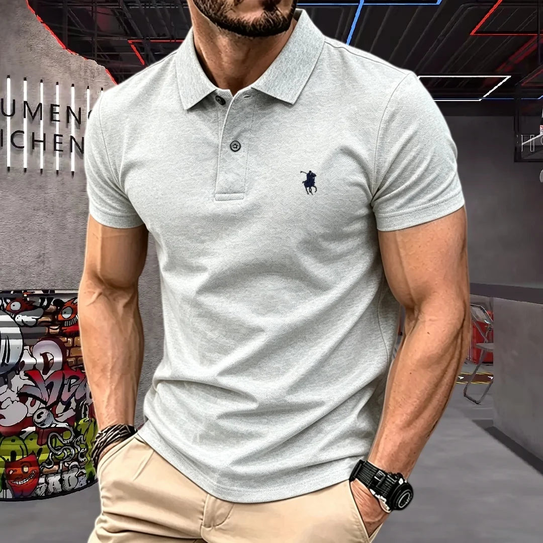 100% pure cotton 2026 high-end brand men's short sleeve polo shirt summer fashion luxury pony embroidery golf top casual T-shirt