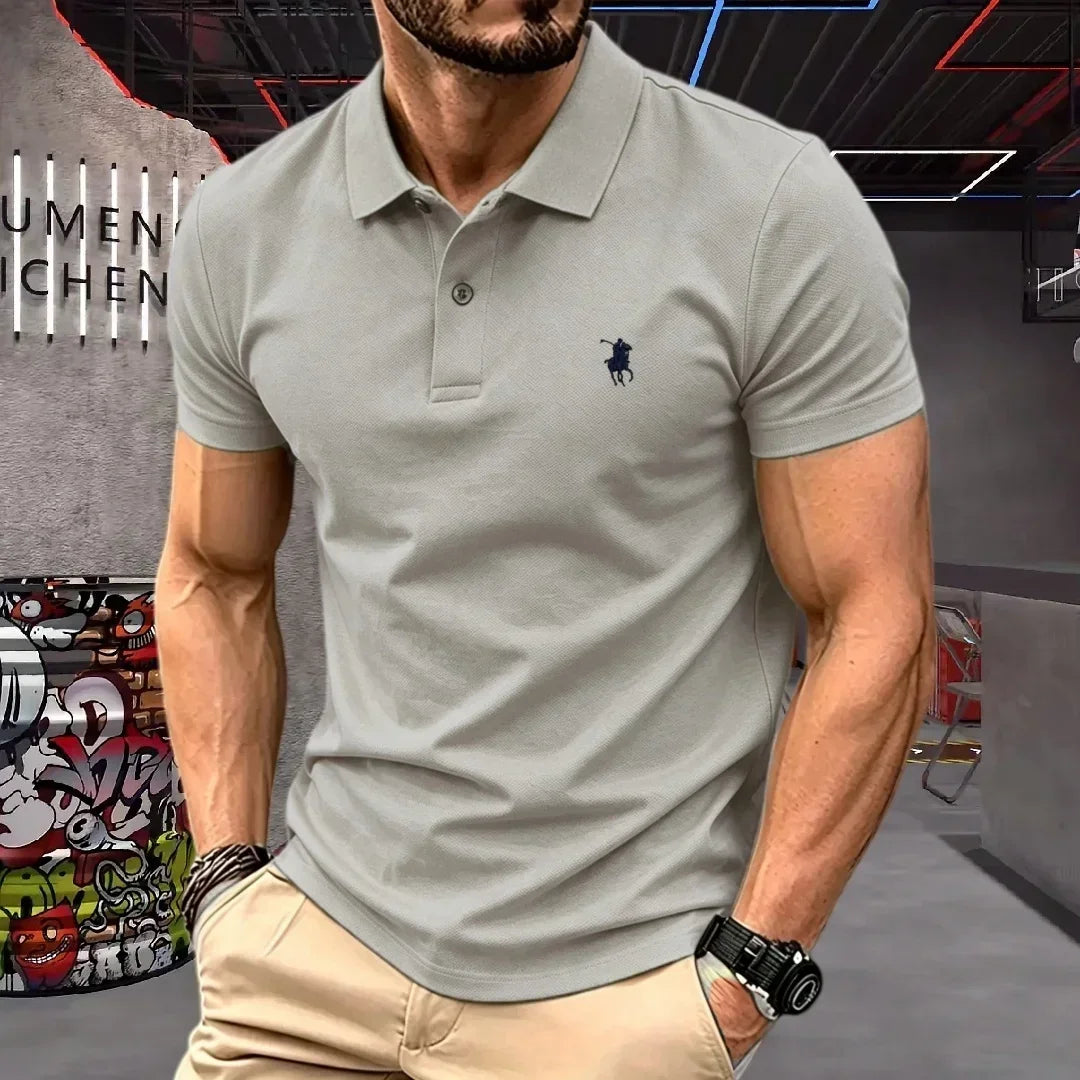 100% pure cotton 2026 high-end brand men's short sleeve polo shirt summer fashion luxury pony embroidery golf top casual T-shirt