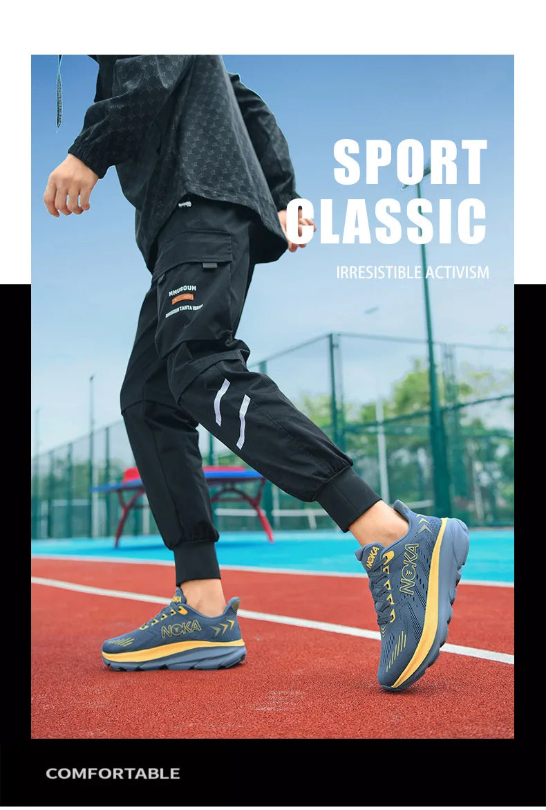 Men's Cushion Running Shoes 5KM Jogging Breathable Mesh Non-Slip Outdoor Trainer Sports Shoes Casual Sneakers Off-road Shoes